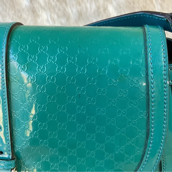 Gucci Teal Blue Microguccissima Patent Leather Crossbody Bag - Picture 9 of 15